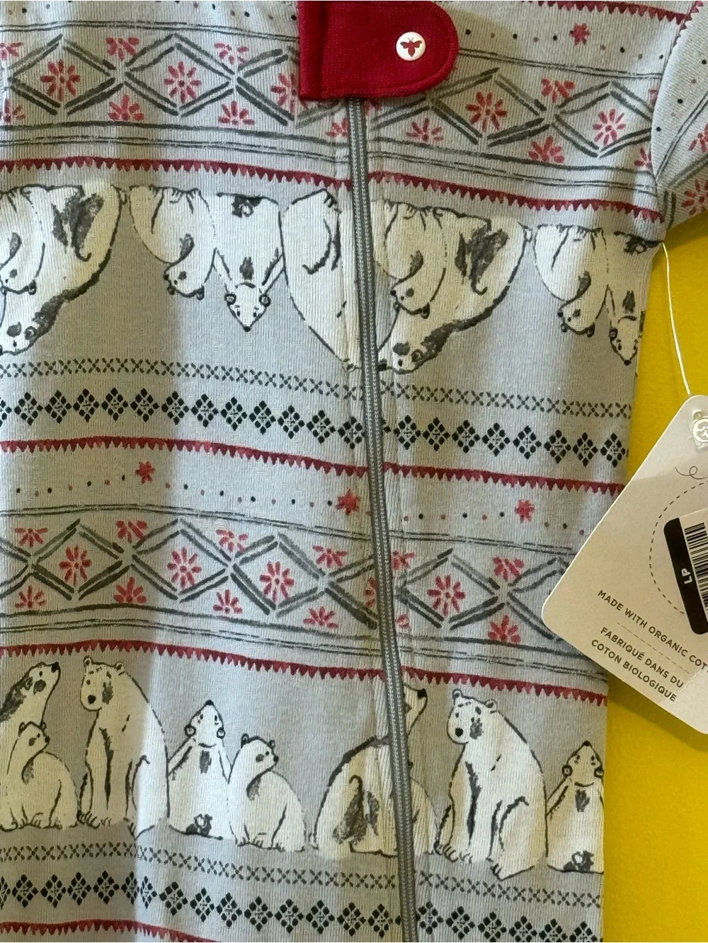 NWT Burts Bees Baby Polar Bear Fair Isle Footed Zip Pajama Organic 3-6M
